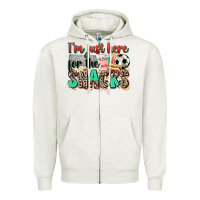 Oatmeal Heather i'm just here for the snacks soccer Zipper Hoodie - Zillion Design Studio