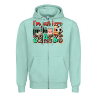 Seafoam i'm just here for the snacks soccer Zipper Hoodie - Zillion Design Studio