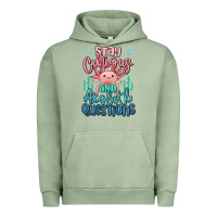 Pigment Oil Green stay curious and axolotl questions Urban Hoodie - MaliasSmallBusiness
