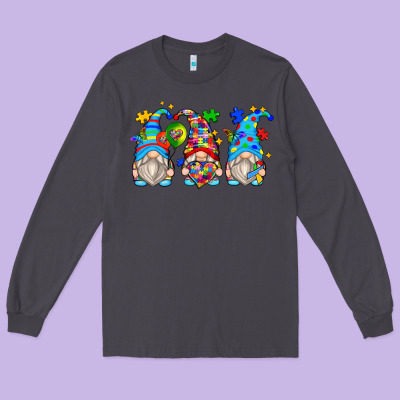 Autism Gnomes Long Sleeve Tee Designed By Zillion Design Studio