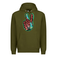 Army Green Feather Pink Leopard Peace Sign Premium Hoodie - Jasminsmagicworld