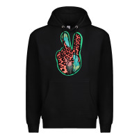 Black Feather Pink Leopard Peace Sign Premium Hoodie - Jasminsmagicworld