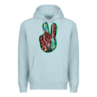 Blue Mist Feather Pink Leopard Peace Sign Premium Hoodie - Jasminsmagicworld