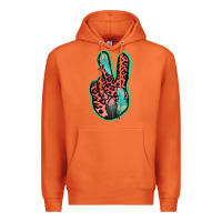Carrot Feather Pink Leopard Peace Sign Premium Hoodie - Jasminsmagicworld