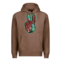 Chestnut Feather Pink Leopard Peace Sign Premium Hoodie - Jasminsmagicworld