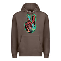 Coffee Feather Pink Leopard Peace Sign Premium Hoodie - Jasminsmagicworld