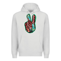 Dove Grey Feather Pink Leopard Peace Sign Premium Hoodie - Jasminsmagicworld