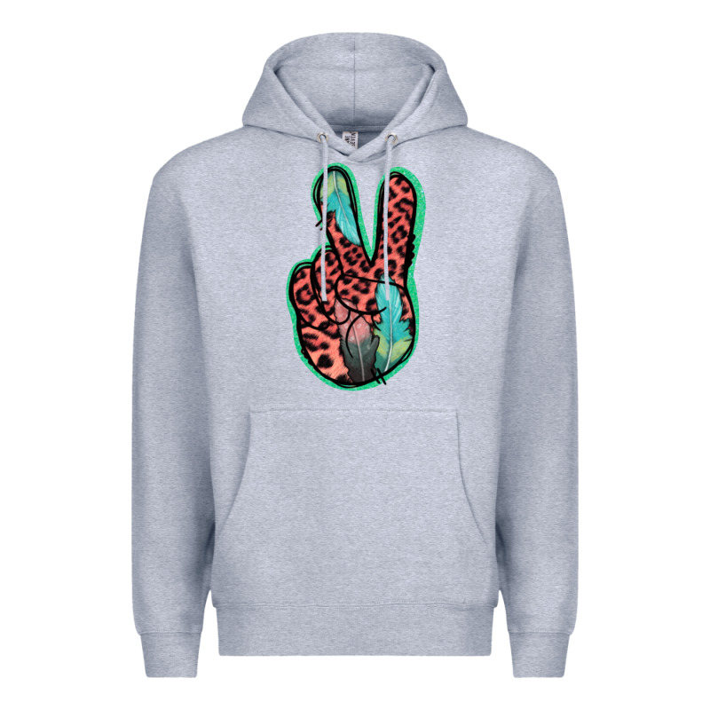Feather Pink Leopard Peace Sign Premium Hoodie by Jasminsmagicworld | Teevron