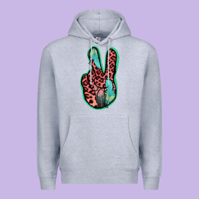 Feather Pink Leopard Peace Sign Premium Hoodie Designed By Jasminsmagicworld