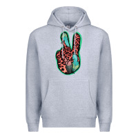 Heather Grey Feather Pink Leopard Peace Sign Premium Hoodie - Jasminsmagicworld