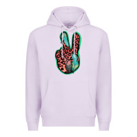 Lilac Feather Pink Leopard Peace Sign Premium Hoodie - Jasminsmagicworld
