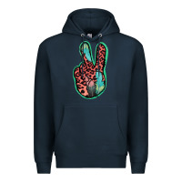 Navy Feather Pink Leopard Peace Sign Premium Hoodie - Jasminsmagicworld