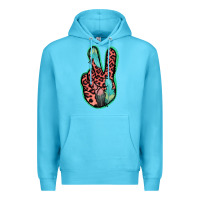 Ocean Blue Feather Pink Leopard Peace Sign Premium Hoodie - Jasminsmagicworld