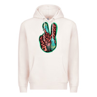 Pale Pink Feather Pink Leopard Peace Sign Premium Hoodie - Jasminsmagicworld