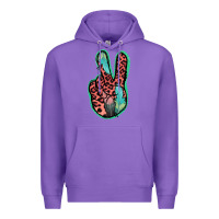 Purple Feather Pink Leopard Peace Sign Premium Hoodie - Jasminsmagicworld