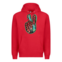 Red Feather Pink Leopard Peace Sign Premium Hoodie - Jasminsmagicworld