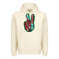 Sandshell Feather Pink Leopard Peace Sign Premium Hoodie - Jasminsmagicworld