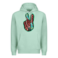 Seafoam Feather Pink Leopard Peace Sign Premium Hoodie - Jasminsmagicworld