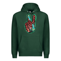 Sports Green Feather Pink Leopard Peace Sign Premium Hoodie - Jasminsmagicworld