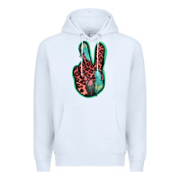 White Feather Pink Leopard Peace Sign Premium Hoodie - Jasminsmagicworld