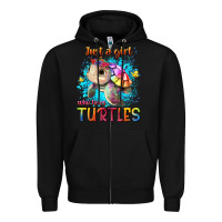 Black just a girl who loves turtles Zipper Hoodie - texasbilliewilder