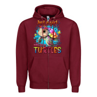 Burgundy just a girl who loves turtles Zipper Hoodie - texasbilliewilder
