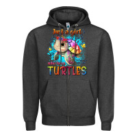 Charcoal Heather just a girl who loves turtles Zipper Hoodie - texasbilliewilder