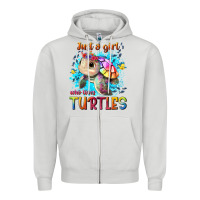 Dove Grey just a girl who loves turtles Zipper Hoodie - texasbilliewilder