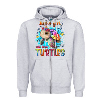 Heather Grey just a girl who loves turtles Zipper Hoodie - texasbilliewilder