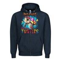 Navy just a girl who loves turtles Zipper Hoodie - texasbilliewilder