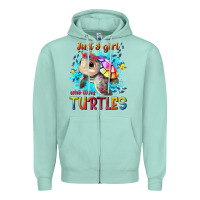 Seafoam just a girl who loves turtles Zipper Hoodie - texasbilliewilder