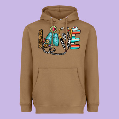 Love Nurse Heavyweight Hoodie Designed By Cowhidedigitalart