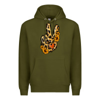 Army Green Leopard Sunflower Peace Sign Premium Hoodie - Jasminsmagicworld