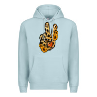 Blue Mist Leopard Sunflower Peace Sign Premium Hoodie - Jasminsmagicworld