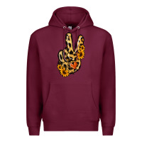 Burgundy Leopard Sunflower Peace Sign Premium Hoodie - Jasminsmagicworld