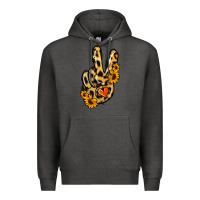 Charcoal Heather Leopard Sunflower Peace Sign Premium Hoodie - Jasminsmagicworld
