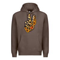 Coffee Leopard Sunflower Peace Sign Premium Hoodie - Jasminsmagicworld