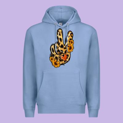 Leopard Sunflower Peace Sign Premium Hoodie Designed By Jasminsmagicworld