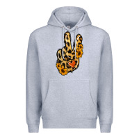 Heather Grey Leopard Sunflower Peace Sign Premium Hoodie - Jasminsmagicworld