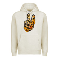 Oatmeal Heather Leopard Sunflower Peace Sign Premium Hoodie - Jasminsmagicworld