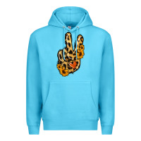 Ocean Blue Leopard Sunflower Peace Sign Premium Hoodie - Jasminsmagicworld