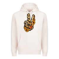 Pale Pink Leopard Sunflower Peace Sign Premium Hoodie - Jasminsmagicworld