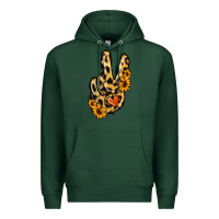 Sports Green Leopard Sunflower Peace Sign Premium Hoodie - Jasminsmagicworld