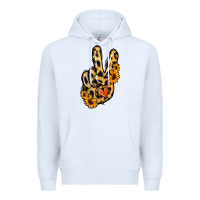 White Leopard Sunflower Peace Sign Premium Hoodie - Jasminsmagicworld