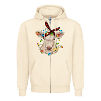 Sandshell charolais calf with christmas lights baby cow Zipper Hoodie - RanaPortraitStore