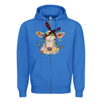 True Royal charolais calf with christmas lights baby cow Zipper Hoodie - RanaPortraitStore