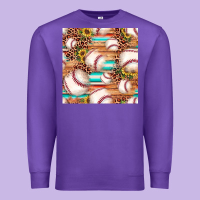 Baseball Leopard Sunflower Seamless Pattern Premium Sweatshirt Designed By Jahusdesignshop