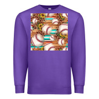 Purple baseball leopard sunflower seamless pattern Premium Sweatshirt - JahusDesignShop