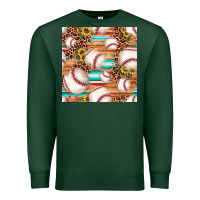 Sports Green baseball leopard sunflower seamless pattern Premium Sweatshirt - JahusDesignShop