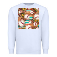 White baseball leopard sunflower seamless pattern Premium Sweatshirt - JahusDesignShop